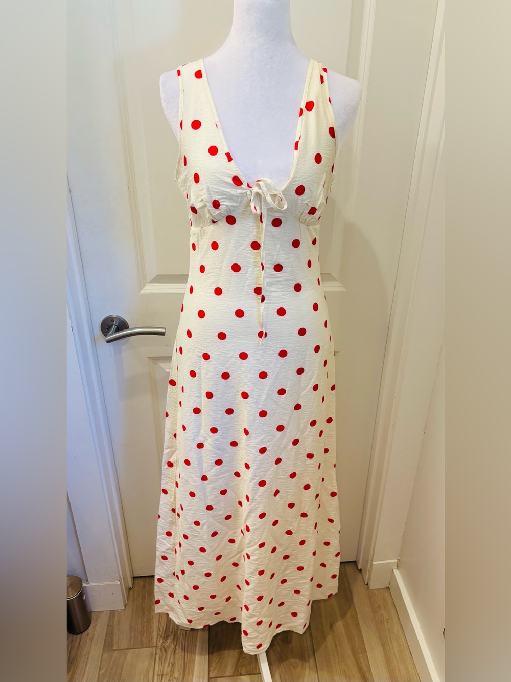 NWT Thirty Thirty Ivory and Red Polka Dot Maxi Dress - XS